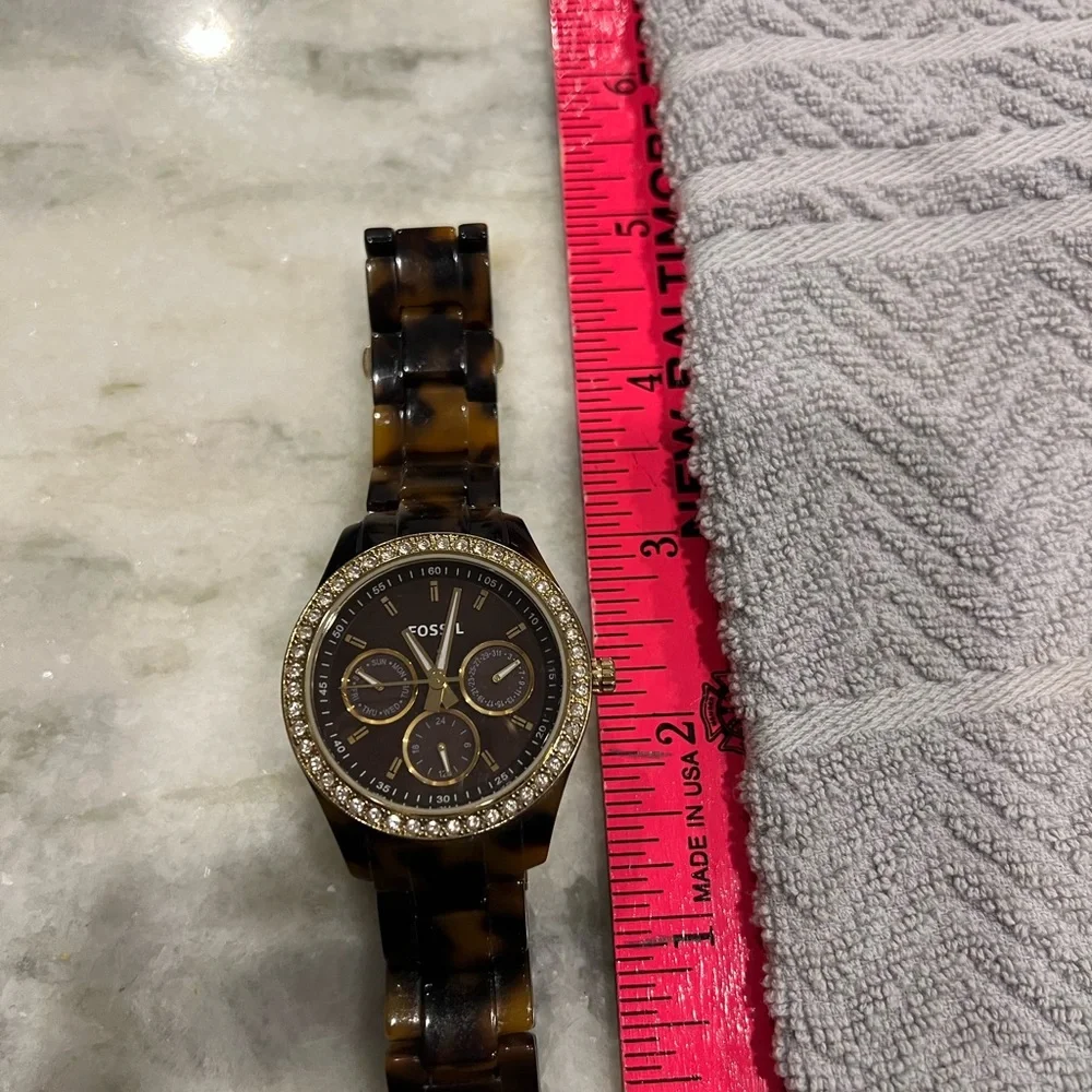 Womens fossil brand watch-tortoise parters band w gold head - Picture 2 of 6